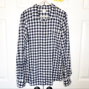 J.Crew Checkered Navy&White Plaid ButtonDown Shirt